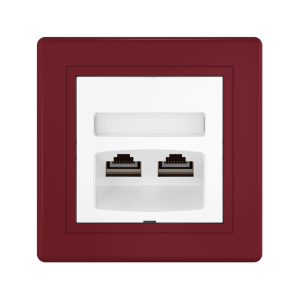 Розетка скрытой установки CADUCEUS ALING PRESTIGE двойная, компьютерная с модулями Keystone RJ45 8P8C, cat.5e, FTP