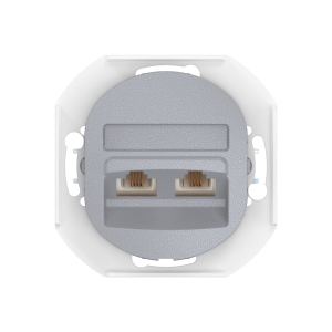 Механизм встраиваемой двойной телефонной розетки CADUCEUS ALING EON с модулями Keystone 2хRJ12 6P4C