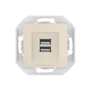 Розетка скрытой установки CADUCEUS ALING PRESTIGE двойная, USB, тип А, для зарядки устройств, 2,1А, 5В=, 250В~, механизм