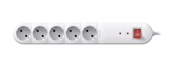 Удлинитель CADUCEUS ALING с выключателем, 5х16А, 1,5м, 250В~ с защитой от перенапряжения