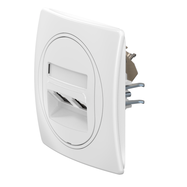 Розетка скрытой установки двойная компьютерная CADUCEUS ALING EON с модулями Keystone RJ45 8P8C, cat.6, FTP