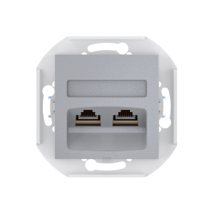 Розетка скрытой установки CADUCEUS ALING PRESTIGE двойная компьютерная с модулями Keystone RJ45 8P8C, cat.6, FTP, механизм