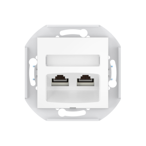 Розетка скрытой установки CADUCEUS ALING PRESTIGE двойная, компьютерная с модулями Keystone RJ45 8P8C, cat.5e, UTP, механизм