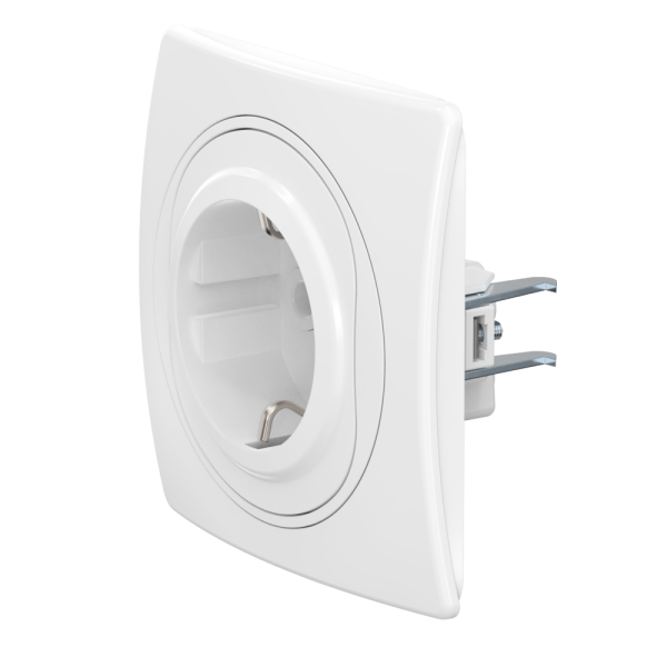Розетка скрытой установки CADUCEUS ALING EON с заземлением, без шторок, с пластиковым основанием, 16А, 250В~