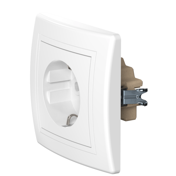 Розетка скрытой установки CADUCEUS ALING PRESTIGE, с заземлением без шторок, с керамическим основанием, 16А, 250В~