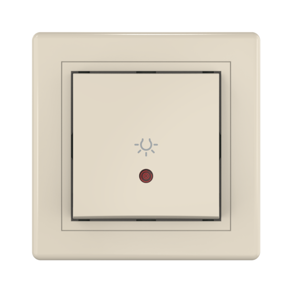 Выключатель скрытой установки CADUCEUS ALING PRESTIGE кнопочный, с символом «Свет», с индикацией, 10АХ, 250В~