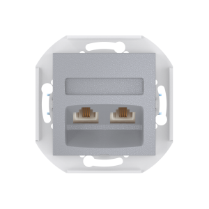 Розетка скрытой установки CADUCEUS ALING PRESTIGE с модулями Keystone 2хRJ12 6P4C, двойная телефонная, механизм