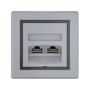 Розетка скрытой установки CADUCEUS ALING PRESTIGE двойная компьютерная с модулями Keystone RJ45 8P8C, cat.6, FTP