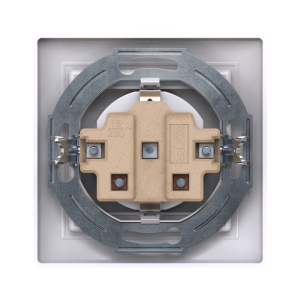 Розетка скрытой установки CADUCEUS ALING PRESTIGE, с заземлением, без шторок, с крышкой, с керамическим основанием, 16А, 250В~