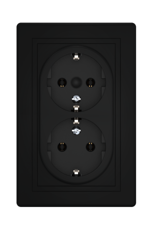 Розетка скрытой установки CADUCEUS ALING PRESTIGE, двойная, с заземлением, без шторок, с пластиковым основанием, 16А, 250В~