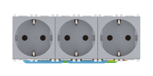 Розетка CADUCEUS ALING EXPERIENCE электрическая, трехместная, модульная, для скрытой проводки, механизм, 16А, 250 В~