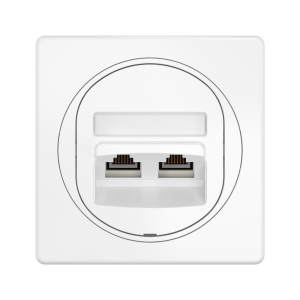 Встраиваемая двойная компьютерная розетка CADUCEUS ALING EON с модулями Keystone RJ45 8P8C, cat.5e, UTP