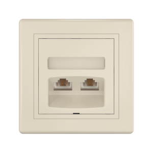 Розетка скрытой установки CADUCEUS ALING PRESTIGE с модулями Keystone 2хRJ12 6P6C cat. 3, двойная, телефонная