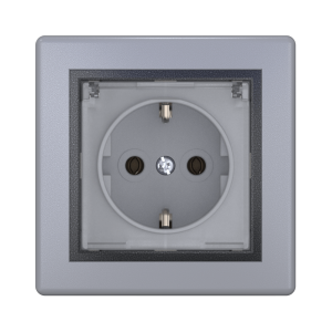Встраиваемая розетка CADUCEUS ALING PRESTIGE с заземлением, без шторок, с крышкой, с пластиковым основанием, 16А, 250В~