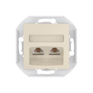 Розетка скрытой установки CADUCEUS ALING PRESTIGE с модулями Keystone 2хRJ12 6P6C cat. 3, двойная, телефонная, механизм