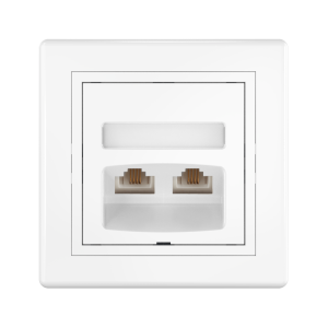 Розетка скрытой установки CADUCEUS ALING PRESTIGE с модулями Keystone 2хRJ12 6P4C, двойная, телефонная