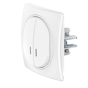 Двухклавишный встраиваемый выключатель CADUCEUS ALING EON с индикацией, 10АХ, 250В~