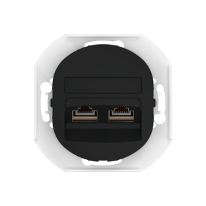 Встраиваемая двойная компьютерная розетка CADUCEUS ALING EON с модулями Keystone RJ45 8P8C cat.5e FTP, механизм