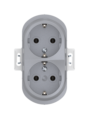 Механизм двойной встраиваемой розетки CADUCEUS ALING EON с заземлением, без шторок, с пластиковым основанием, 16А, 250В~