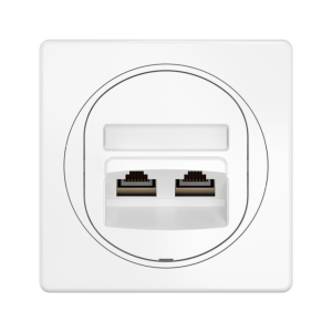 Розетка скрытой установки CADUCEUS ALING EON, двойная, компьютерная, с модулями Keystone RJ45 8P8C, cat.5e, FTP