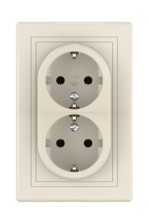 Розетка скрытой установки CADUCEUS ALING PRESTIGE, двойная, с заземлением, без шторок, с пластиковым основанием, 16А, 250В~