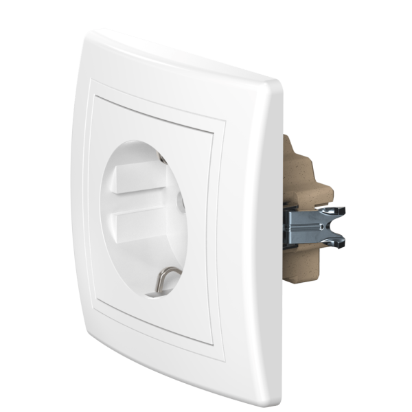 Розетка скрытой установки CADUCEUS ALING PRESTIGE, с заземлением, со шторками, с керамическим основанием, 16А, 250В~