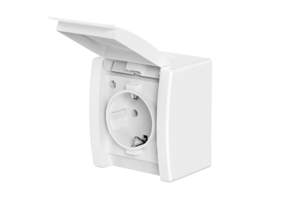 Розетка электрическая CADUCEUS ALING POWER для открытой проводки, без шторок, с крышкой, 16А, 250В~