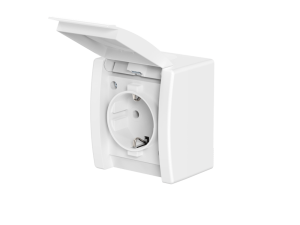 Розетка электрическая CADUCEUS ALING POWER для открытой проводки, без шторок, с крышкой, 16А, 250В~