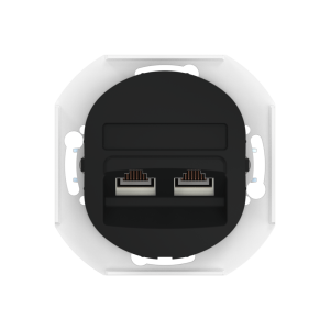 Розетка скрытой установки двойная компьютерная CADUCEUS ALING EON с модулями Keystone RJ45 8P8C, cat.6, UTP, механизм