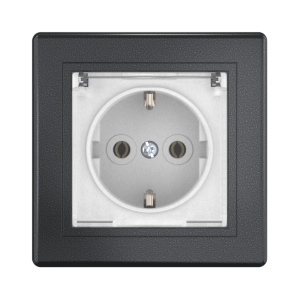 Розетка скрытой установки CADUCEUS ALING PRESTIGE, с заземлением, без шторок, с крышкой, с керамическим основанием, 16А, 250В~