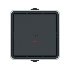 Выключатель одноклавишный кнопочный CADUCEUS ALING PROTECTA для открытой проводки, с символом «звонок», с индикацией 10А, 250В~