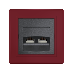 Розетка скрытой установки CADUCEUS ALING PRESTIGE двойная компьютерная с модулями Keystone RJ45 8P8C cat.6, UTP