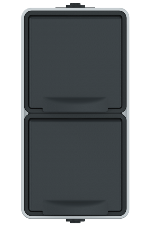 Розетка электрическая двухместная вертикальная CADUCEUS ALING PROTECTA для открытой проводки, без шторок, с крышкой, 16А, 250В~