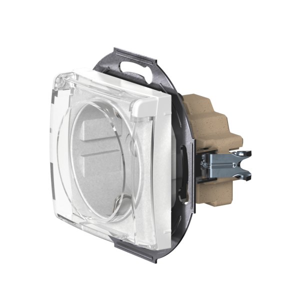 Розетка скрытой установки CADUCEUS ALING PRESTIGE, с заземлением, без шторок, с крышкой, с керамическим основанием, 16А, 250В~, механизм