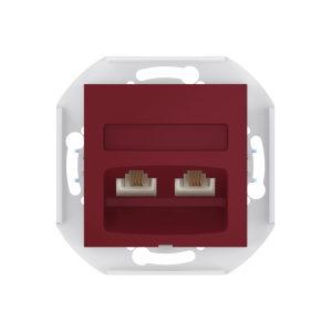 Розетка скрытой установки CADUCEUS ALING PRESTIGE с модулями Keystone 2хRJ12 6P6C cat. 3, двойная, телефонная, механизм