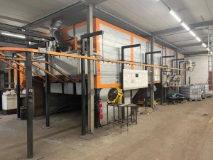 Автоматическая линия порошковой окраски BONDERITE Indufinish 1996 г. конвейер 154 м для пружин или других изделий