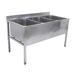 Ванна котломоечная трехсекционная 1600х800х900 ц/т, борт