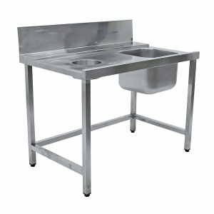 Стол предмоечный 1200х750х870 левый (1 ванна, отверстие для отходов)