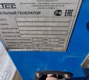 Дизельный генератор, 30 кВт, РФ