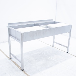 Стол для разделки рыбы 1600х700х850, полипропилен, 2 ванны