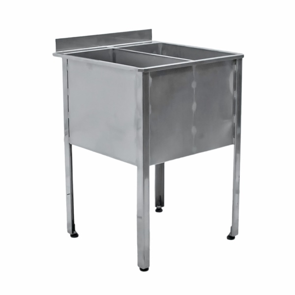 Ванна моечная двухсекционная 600х600х850 сварная, борт, угол