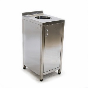 Стол-тумба из нержавеющей стали с отв. для отходов 400x500x880 борт, закрытая