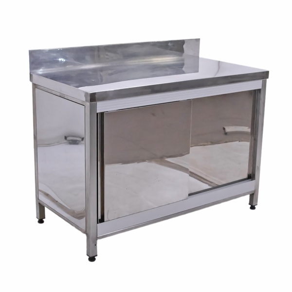 Стол-тумба из нержавеющей стали 1200х600х850 купе, борт