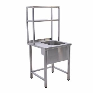 Ванна моечная односекционная с раб. поверхн. 700х700х850 ц/т, борт, мойка справа, надстройка