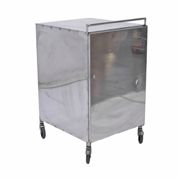 Стол-тумба из нержавеющей стали 580х680х970 расп. дверь, на колесах