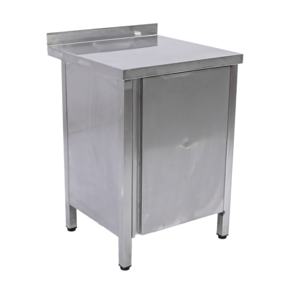 Стол-тумба из нержавеющей стали 600х600х840 расп. дверь, борт