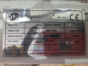 Компрессор винтовой AFG Kompressoren SCR 12.6 75 квт. 8 бар, 12.000л.м
