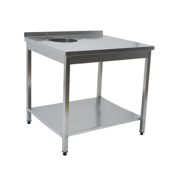 Стол производственный с отв. для отходов 1000х900х950 борт, труба, полка