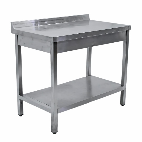 Стол производственный с бортом 1000x600x840 труба, полка