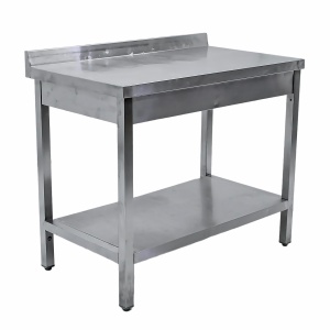 Стол производственный с бортом 1000x600x840 труба, полка